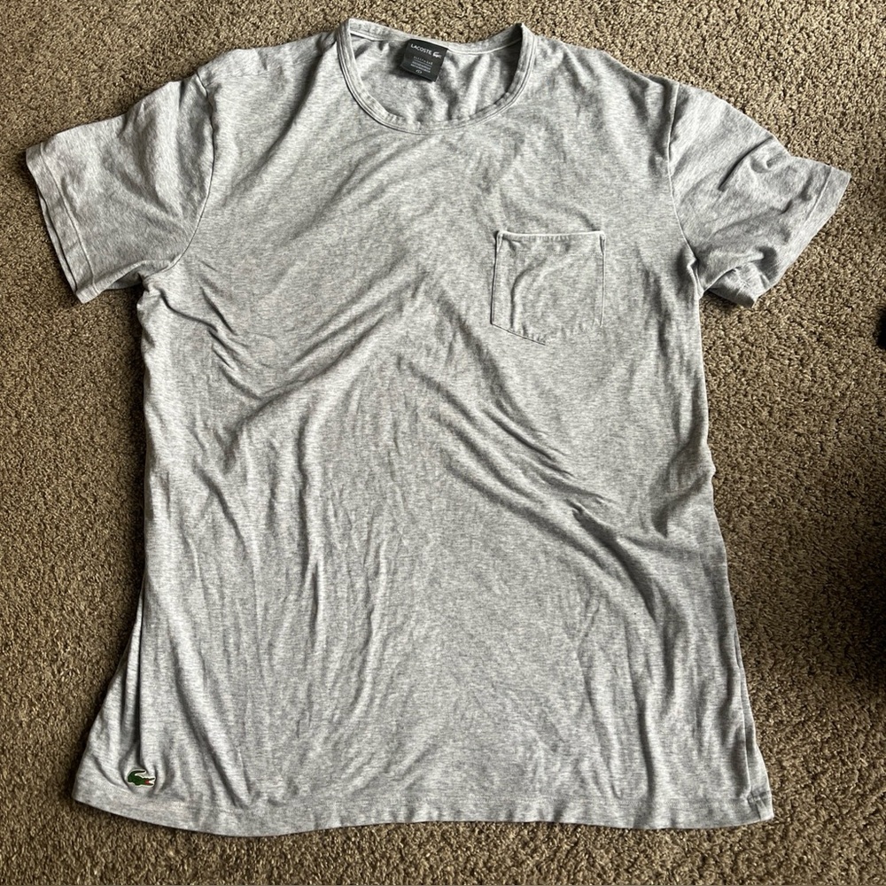 Lacoste Sleepwear Pocket T-Shirt Adult Large Men's Gray Short Sleeve Pajamas
